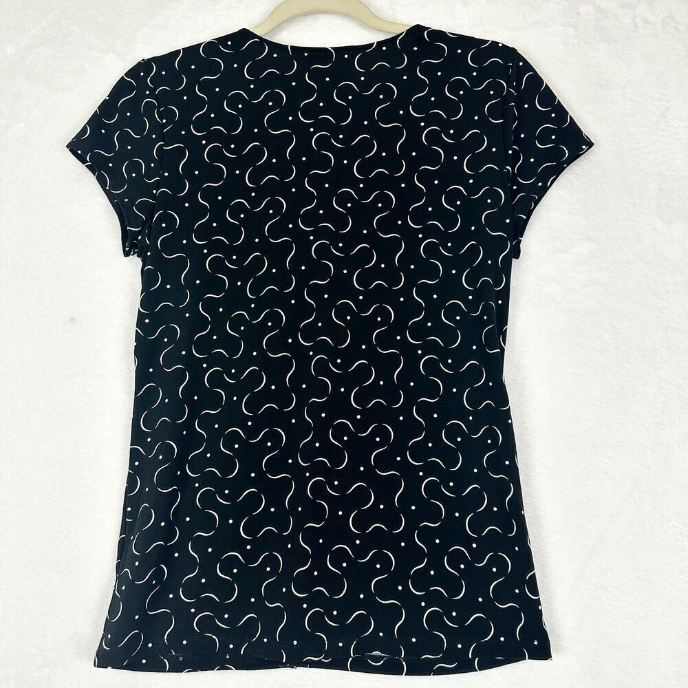 Vintage Chaus Y2K Babydoll Top Size Small Whimsigoth Print Short Sleeve Black - Picture 2 of 5